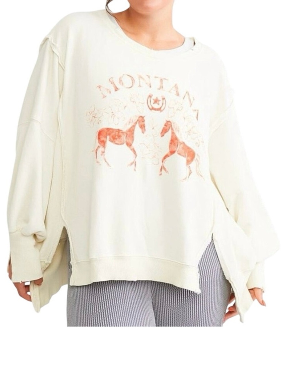 WE THE FREE Graphic Montana Horses Camden Pullover Size Large New with Tag - Picture 2 of 14